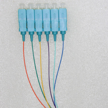 6 Fiber SC Color Coded Pigtails Singlemode 0.9mm 1M