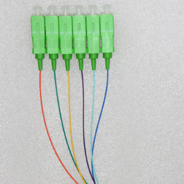 6 Fiber SC/APC Color Coded Pigtails Singlemode 0.9mm 1M