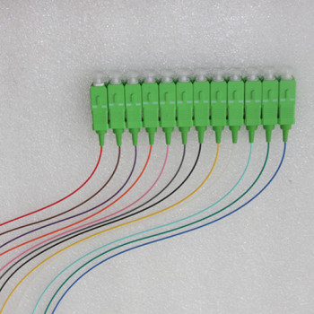 12 Fiber SC/APC Color Coded Pigtails Singlemode 0.9mm 1M