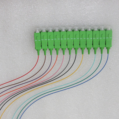 12 Fiber SC/APC Color Coded Pigtails Singlemode 0.9mm 2M