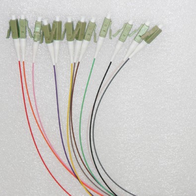 12 Fiber LC Color Coded Pigtails OM3 50/125 Multimode 0.9mm 3M