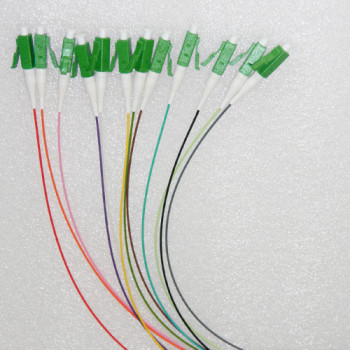 12 Fiber LC/APC Color Coded Pigtails Singlemode 0.9mm 3M