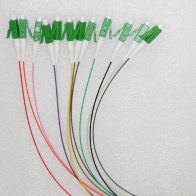 12 Fiber LC/APC Color Coded Pigtails Singlemode 0.9mm 3M