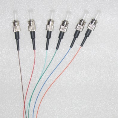 6 Fiber ST Color Coded Pigtails OM3 50/125 Multimode 0.9mm 3M