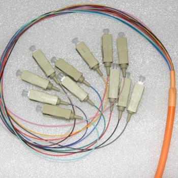 12 Fiber SC Bunch Breakout Pigtails 62.5/125 Multimode 0.9mm 3 Meters