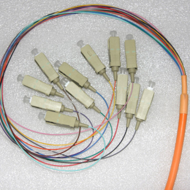 12 Fiber SC Bunch Breakout Pigtails 50/125 Multimode 0.9mm 3 Meters
