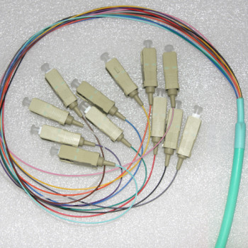 12 Fiber SC Bunch Breakout Pigtails OM3 50/125 Multimode 0.9mm 3 Meters