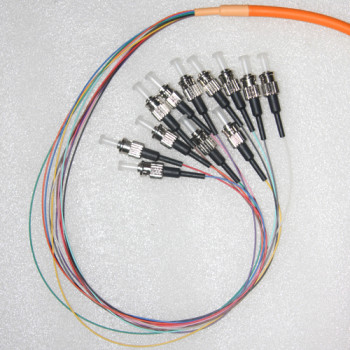 12 Fiber ST Bunch Breakout Pigtails 62.5/125 Multimode 0.9mm 3 Meters
