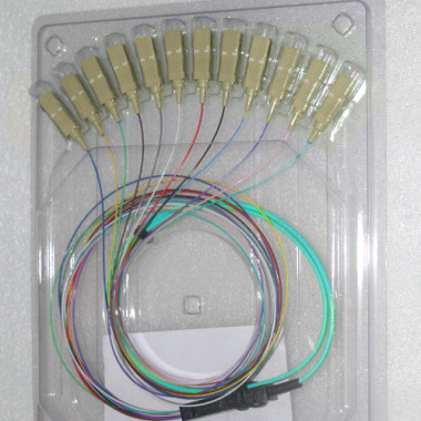 12 Fiber SC Ribbon Fanout Pigtails OM4 50/125 Multimode 0.9mm 2.5 Meters 12 Fiber SC Ribbon Fanout Pigtails OM4 50/125 Multimode 0.9mm 2.5 Meters